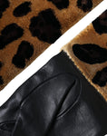 Bild in Galerie-Betrachter laden, Dolce & Gabbana Braun Schwarz Leopard Leder Ellenbogenlange Handschuhe
