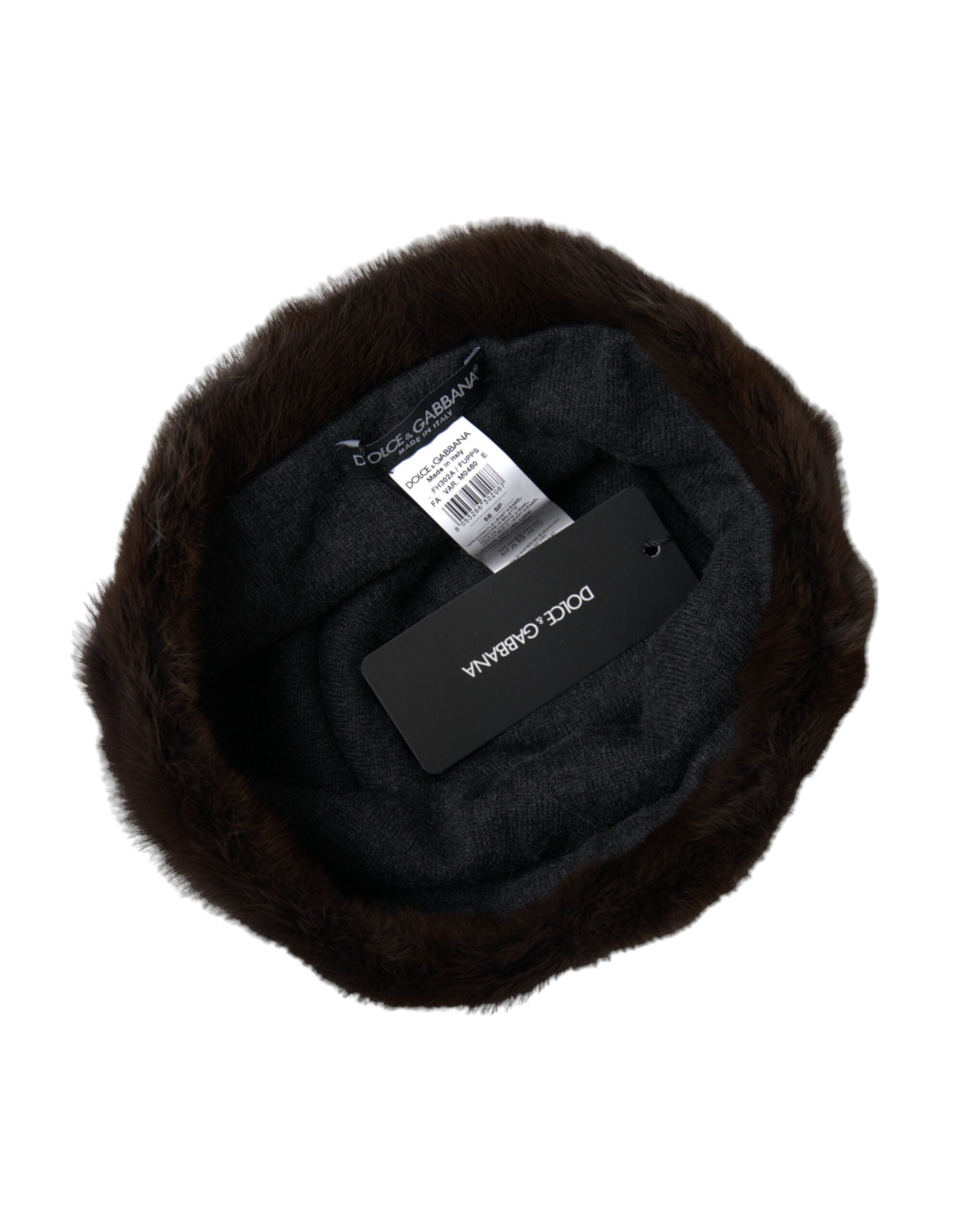 Dolce & Gabbana Braunes Wieselpelz Damen Kaschmirmütze Beanie