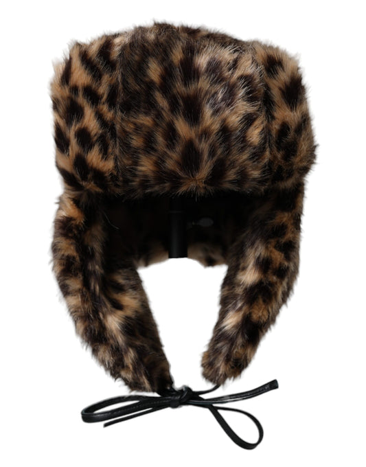 Dolce & Gabbana Multicolor Leopard Pelz Trapper Frauen Hut