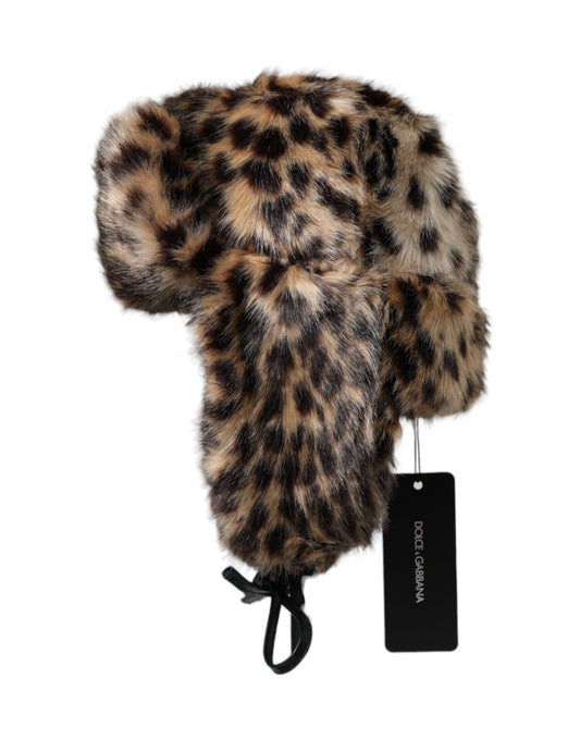 Dolce & Gabbana Multicolor Leopard Pelz Trapper Frauen Hut