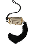 Load image into Gallery viewer, Dolce & Gabbana Beige Exotisches Leder Mini-Spiegel Quaste Make Up Tasche
