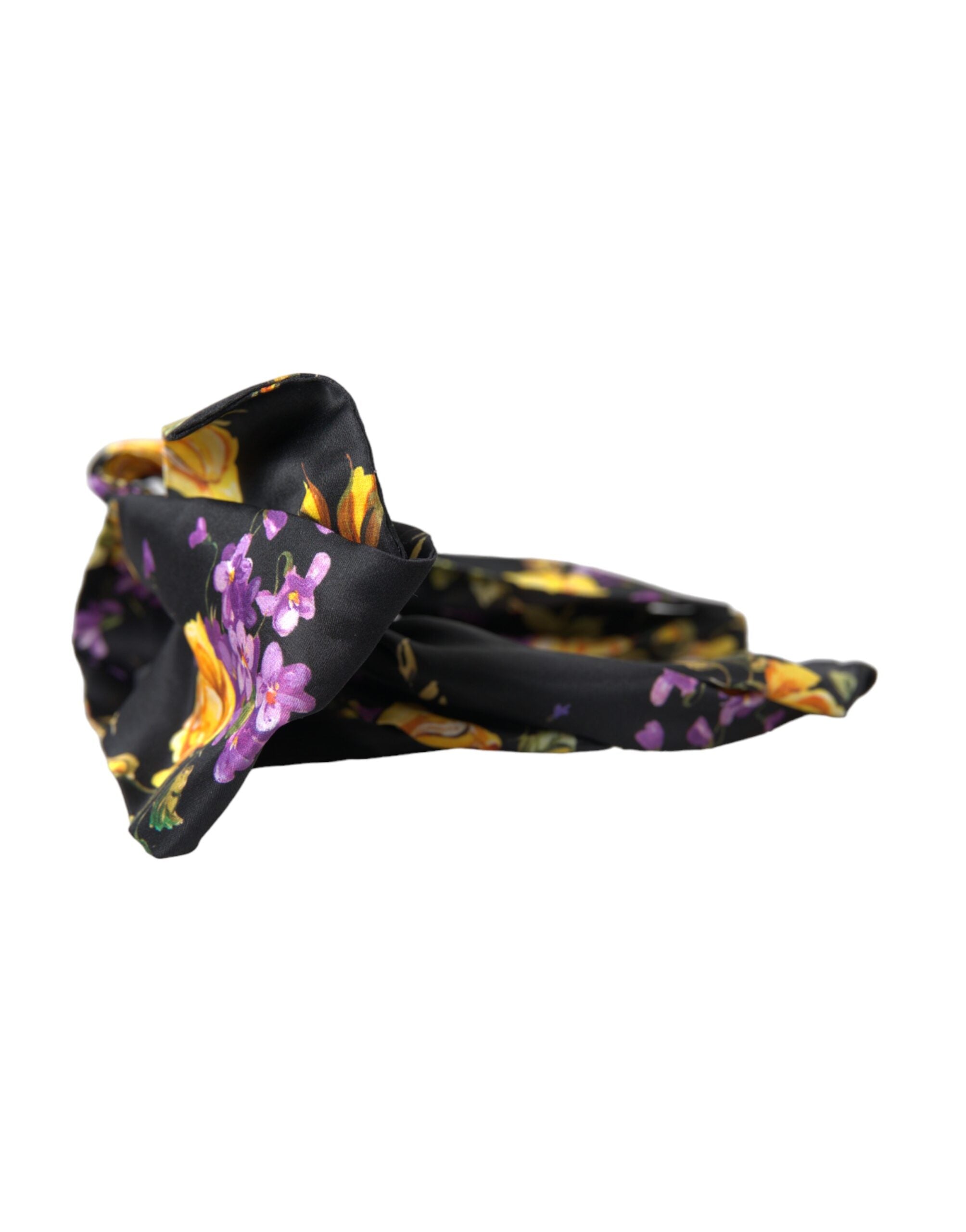 Dolce & Gabbana Schwarz Floral Applique Seide Frauen Stirnband Diadem