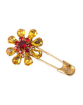 Bild in Galerie-Betrachter laden, Dolce & Gabbana Gold Messing Floral Kristall Schmuck Brosche Pin
