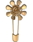 Bild in Galerie-Betrachter laden, Dolce & Gabbana Gold Messing Floral Kristall Schmuck Brosche Pin
