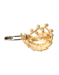 Bild in Galerie-Betrachter laden, Dolce & Gabbana Gold Messing Blatt verschönert Schmuck Brosche Hair Pin
