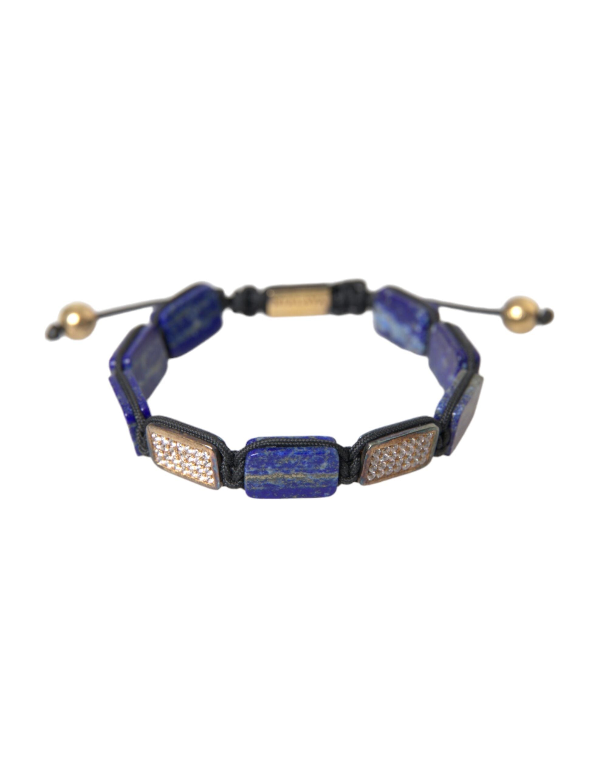 Nialaya Flache Perle Blau Lapis Weiß CZ 925 Armband Herren