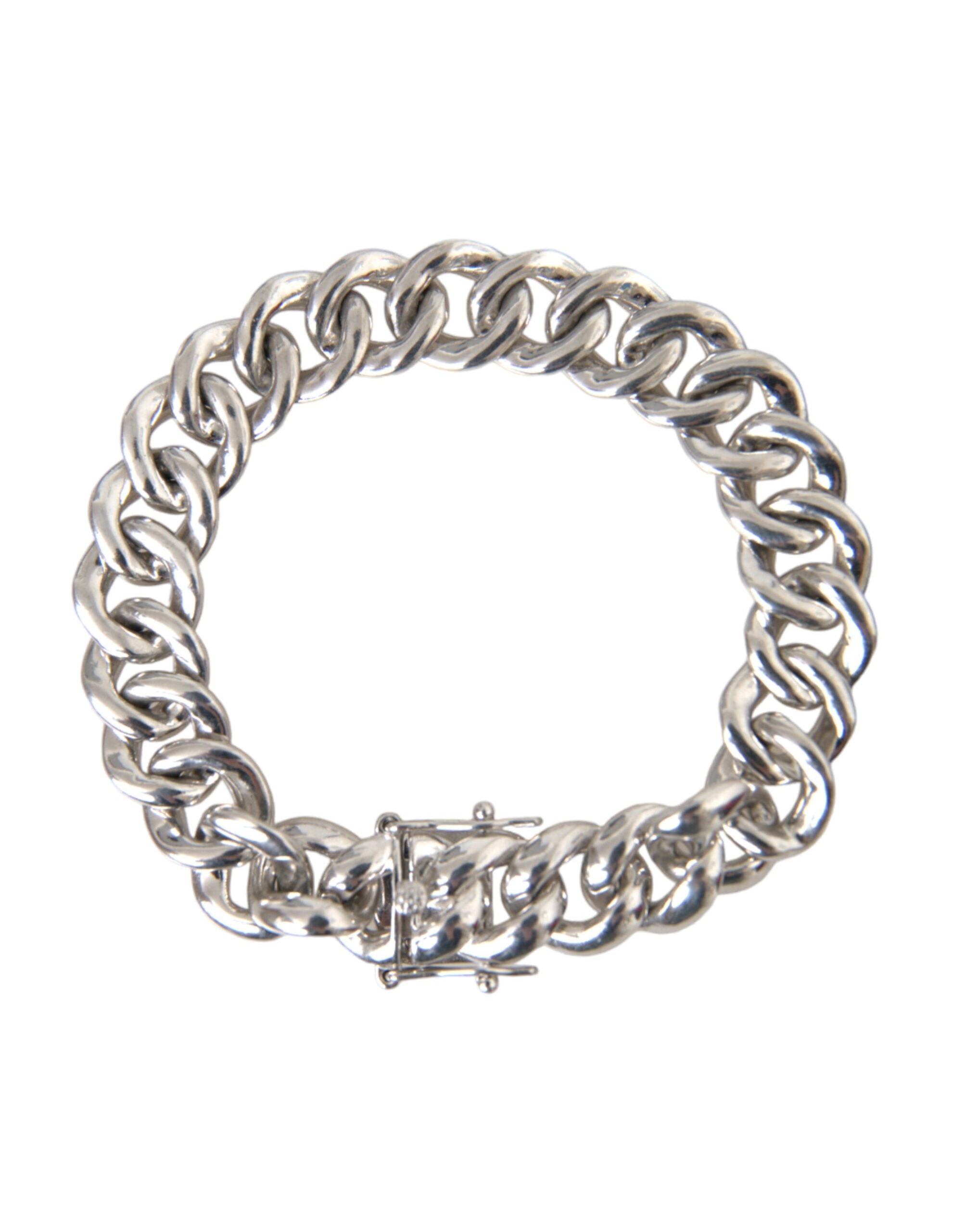 Nialaya Massives schweres Curb Link 925 Sterling Silber Armband Männer