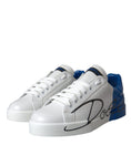 Load image into Gallery viewer, Dolce & Gabbana Weiß Blau Leder Logo Low Top Sneakers Schuhe
