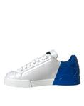 Load image into Gallery viewer, Dolce & Gabbana Weiß Blau Leder Logo Low Top Sneakers Schuhe
