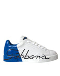 Load image into Gallery viewer, Dolce & Gabbana Weiß Blau Leder Logo Low Top Sneakers Schuhe
