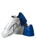 Load image into Gallery viewer, Dolce & Gabbana Weiß Blau Leder Logo Low Top Sneakers Schuhe
