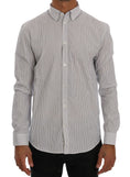 Load image into Gallery viewer, Frankie Morello Elegant white and blue striped casual shirt
