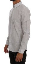 Load image into Gallery viewer, Frankie Morello Elegant white and blue striped casual shirt
