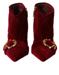 Load image into Gallery viewer, Dolce & Gabbana Dunkelroter Samt Devotion Schnalle Stiefel Schuhe
