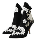 Load image into Gallery viewer, Dolce & Gabbana Schwarz Weiß Stickerei Slip On Stiefel Schuhe
