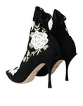 Load image into Gallery viewer, Dolce & Gabbana Schwarz Weiß Stickerei Slip On Stiefel Schuhe
