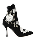 Load image into Gallery viewer, Dolce & Gabbana Schwarz Weiß Stickerei Slip On Stiefel Schuhe
