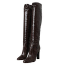 Load image into Gallery viewer, Dolce & Gabbana Braun Exotische Leder Absätze Hohe Stiefel Schuhe
