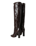 Load image into Gallery viewer, Dolce & Gabbana Braun Exotische Leder Absätze Hohe Stiefel Schuhe
