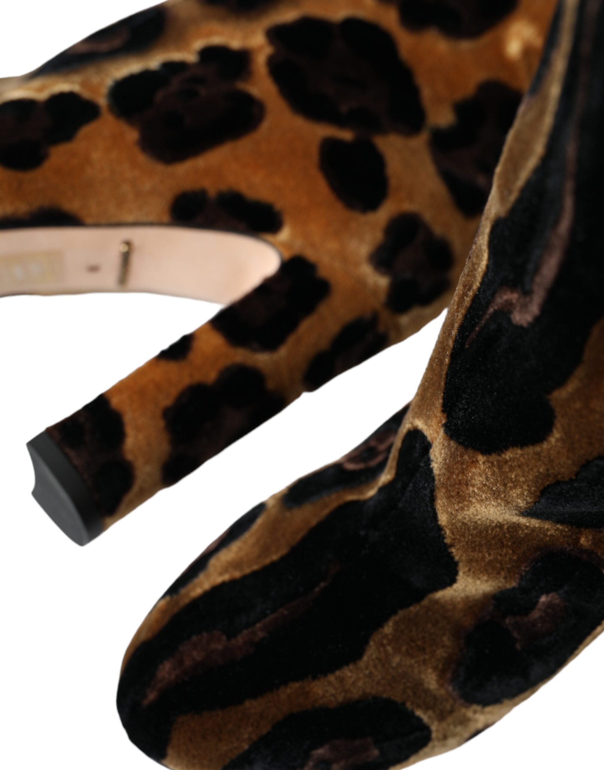 Dolce & Gabbana Braune Giraffe Samt Leder Stiefel Schuhe