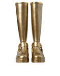 Load image into Gallery viewer, Dolce & Gabbana Metallic Gold Gummi PVC Regen Stiefel Schuhe
