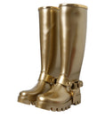 Load image into Gallery viewer, Dolce & Gabbana Metallic Gold Gummi PVC Regen Stiefel Schuhe
