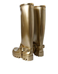 Load image into Gallery viewer, Dolce & Gabbana Metallic Gold Gummi PVC Regen Stiefel Schuhe
