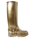 Load image into Gallery viewer, Dolce & Gabbana Metallic Gold Gummi PVC Regen Stiefel Schuhe
