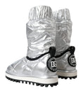 Load image into Gallery viewer, Dolce & Gabbana Metallic Silber gesteppt Logo Patch Stiefel Schuhe
