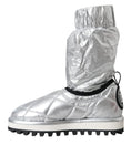 Load image into Gallery viewer, Dolce & Gabbana Metallic Silber gesteppt Logo Patch Stiefel Schuhe
