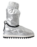 Load image into Gallery viewer, Dolce & Gabbana Metallic Silber gesteppt Logo Patch Stiefel Schuhe
