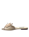 Load image into Gallery viewer, Dolce & Gabbana Beige Logo Perle Flats Sandalen Rutschen Schuhe
