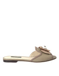 Load image into Gallery viewer, Dolce & Gabbana Beige Logo Perle Flats Sandalen Rutschen Schuhe
