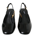 Load image into Gallery viewer, Dolce & Gabbana Schwarz Gold Leder verschönert Slingbacks Schuhe
