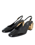 Load image into Gallery viewer, Dolce & Gabbana Schwarz Gold Leder verschönert Slingbacks Schuhe
