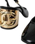 Load image into Gallery viewer, Dolce & Gabbana Schwarz Gold Leder verschönert Slingbacks Schuhe
