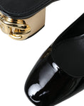 Load image into Gallery viewer, Dolce & Gabbana Schwarz Gold Leder verschönert Slingbacks Schuhe
