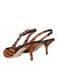 Load image into Gallery viewer, Dolce & Gabbana Schwarz Orange Zebra Leder Slingbacks Schuhe
