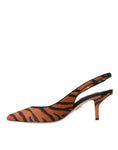 Load image into Gallery viewer, Dolce & Gabbana Schwarz Orange Zebra Leder Slingbacks Schuhe
