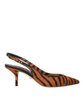 Load image into Gallery viewer, Dolce & Gabbana Schwarz Orange Zebra Leder Slingbacks Schuhe
