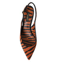 Load image into Gallery viewer, Dolce & Gabbana Schwarz Orange Zebra Leder Slingbacks Schuhe
