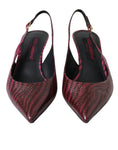 Resmi galeri görüntüleyiciye yükleyin, Dolce & Gabbana Maroon Zebra Leder Absätze Slingbacks Schuhe
