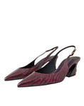 Resmi galeri görüntüleyiciye yükleyin, Dolce & Gabbana Maroon Zebra Leder Absätze Slingbacks Schuhe
