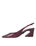 Resmi galeri görüntüleyiciye yükleyin, Dolce & Gabbana Maroon Zebra Leder Absätze Slingbacks Schuhe
