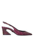 Resmi galeri görüntüleyiciye yükleyin, Dolce & Gabbana Maroon Zebra Leder Absätze Slingbacks Schuhe
