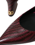 Resmi galeri görüntüleyiciye yükleyin, Dolce & Gabbana Maroon Zebra Leder Absätze Slingbacks Schuhe
