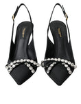 Load image into Gallery viewer, Dolce & Gabbana Schwarze, kristallverzierte Slingback-Schuhe
