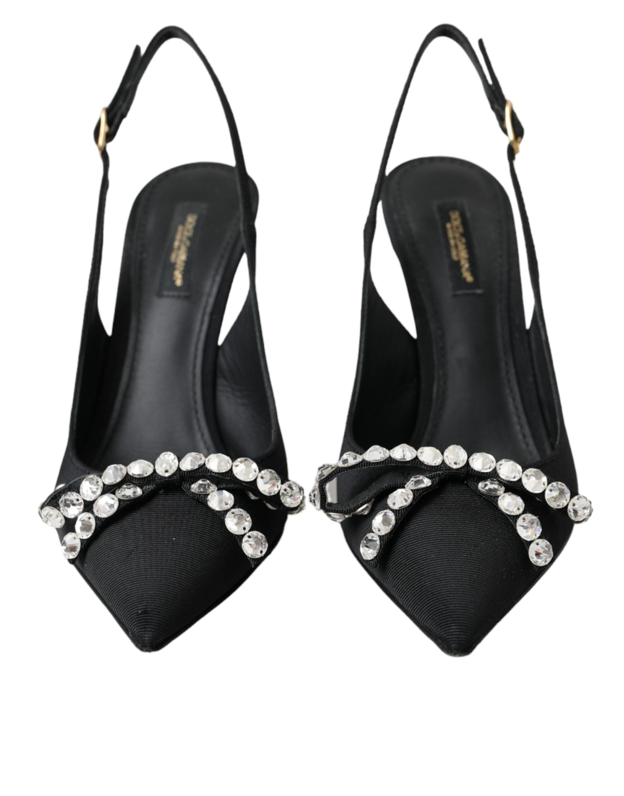 Dolce & Gabbana Schwarze, kristallverzierte Slingback-Schuhe