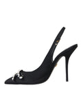 Load image into Gallery viewer, Dolce & Gabbana Schwarze, kristallverzierte Slingback-Schuhe
