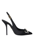 Load image into Gallery viewer, Dolce & Gabbana Schwarze, kristallverzierte Slingback-Schuhe
